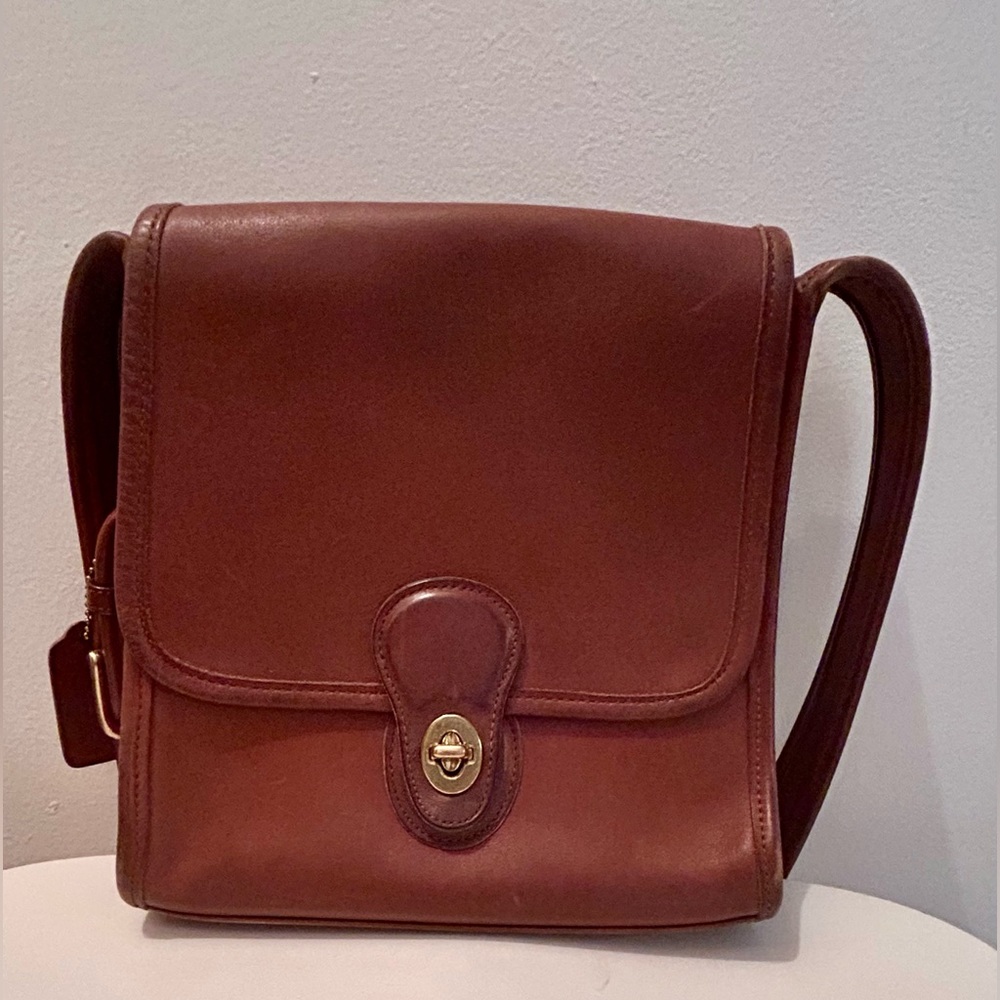 Vintage Leather COACH Saddle bag Purse Crossbody w/ adjustable strap tan